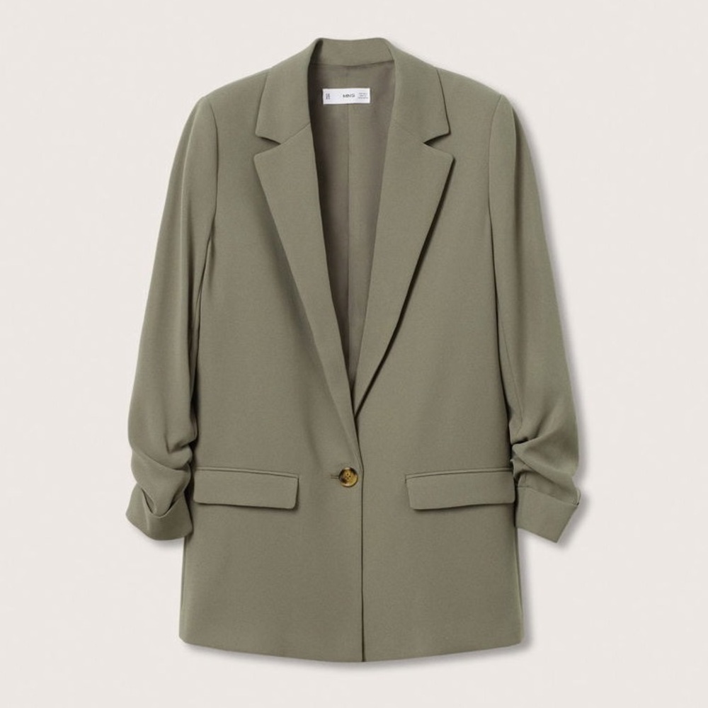 Mango Ruched Sleeves Blazer - Picture 3 of 14